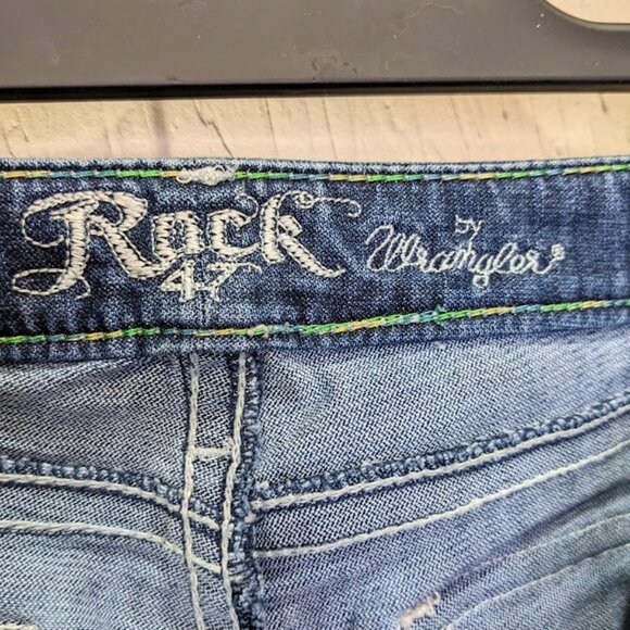 Wrangler Rock 47 Western Jeans Womens 31 Embroidered y2k Bling Low Rise Pants - Picture 9 of 11